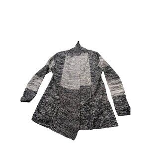 Effeci Creazioni Womens Large Black & White Knit Cardigan Sweater Color Block